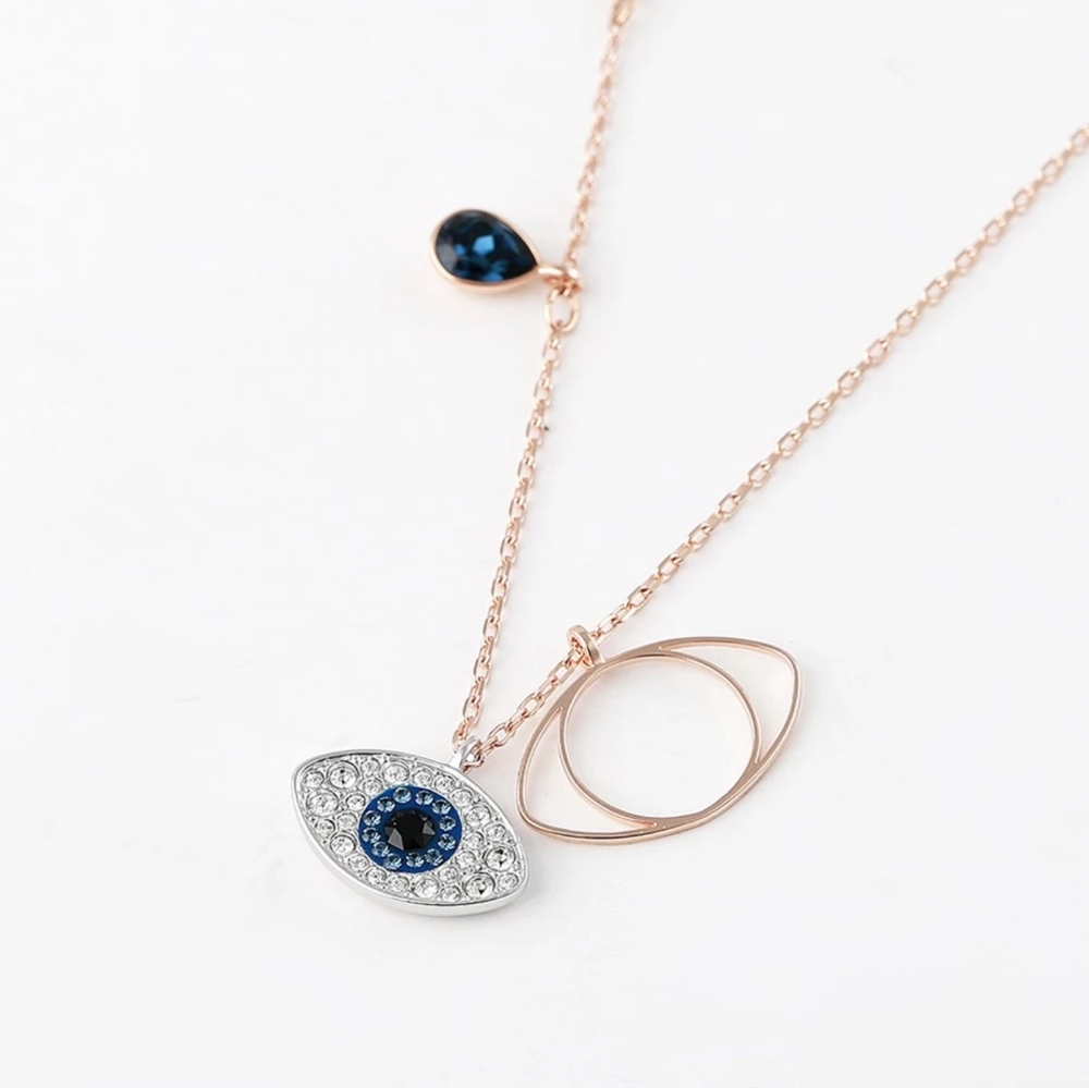 Devil's Eye Pendant Necklace Rose Gold Color